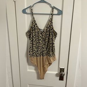 Wayf Leopard Print Bodysuit in Black and Tan
